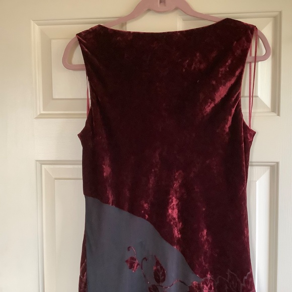 Liz Claiborne Formal Velvet Maxi Dress Red Black SZ 12 - Picture 7 of 13